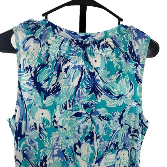 Lilly‎ Pulitzer Women’s M Essie Maxi Dress Elephant Appeal Tropical Turquoise - Picture 10 of 15
